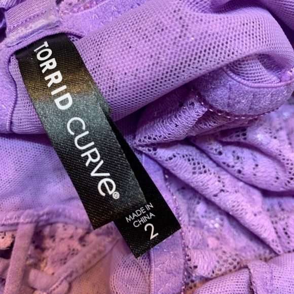 Torrid Curve Babydoll Chemise 2X Purple Lace Coquette Milk Maid Romantic Fairy - Picture 9 of 11
